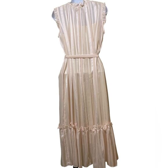 NWT Ethereal Shimmering Champagne Sheer Chiffon Tiered Maxi Dress Cottage Fairy - Picture 8 of 15
